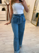 Cargar imagen en el visor de la galería, MOLLY - Pantalon denim detalles trenzados