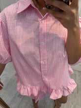 Cargar imagen en el visor de la galería, PRISCILA - Set blusa y short rosa cuadros