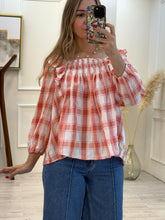 Cargar imagen en el visor de la galería, ALONDRA - Blusa campesina cuadros