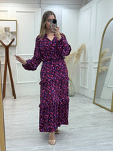 Cargar imagen en el visor de la galería, BAYLOR - Maxi vestido vino estampado