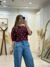 Cargar imagen en el visor de la galería, RAINBOW - Blusa granate pompones