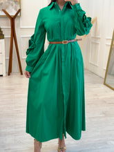 Cargar imagen en el visor de la galería, CHEL - Maxi vestido camisero verde