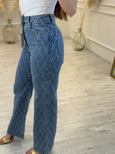 Cargar imagen en el visor de la galería, GORGÓFONE – Jeans azul con rombos brillantes