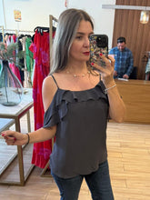 Cargar imagen en el visor de la galería, VIRGINIA - Blusa tirantes gris oxford