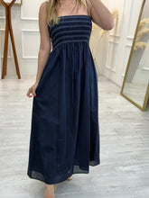 Cargar imagen en el visor de la galería, AMADINE - Maxi vestido azul oscuro tirantes