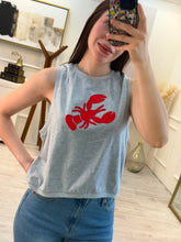 Cargar imagen en el visor de la galería, CRISTABEL - Crop top gris langosta