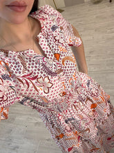 Cargar imagen en el visor de la galería, PERSÉFONE – Maxi vestido blanco con estampado floral rosa