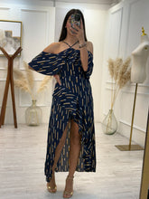 Cargar imagen en el visor de la galería, CHEPINA - Maxi vestido azul petroleo estampado