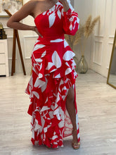 Cargar imagen en el visor de la galería, OLGA - Maxi vestido rojo estampado