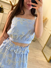 Cargar imagen en el visor de la galería, ASHLEY - Set blusa y falda azul claro