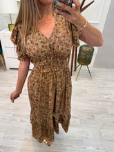 Cargar imagen en el visor de la galería, FABIA - Maxi vestido café estampado