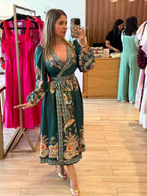 Cargar imagen en el visor de la galería, TERESA - Maxi vestido verde estampado boho