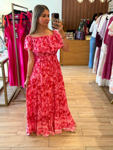 Cargar imagen en el visor de la galería, AVELINE - Maxi vestido rojo estampado