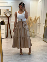 Cargar imagen en el visor de la galería, DANAE - Maxi vestido khaki con blanco