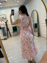 Cargar imagen en el visor de la galería, MUNICH - Maxi vestido estampado blanco con rojo