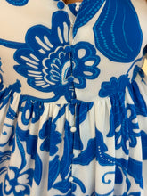 Cargar imagen en el visor de la galería, DANITZA - Maxi vestido estampado azul con blanco
