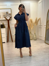 Cargar imagen en el visor de la galería, PORTIA - Maxi vestido azul petroleo