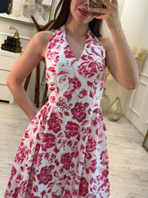 Cargar imagen en el visor de la galería, ELDA - Maxi vestido blanco estampado fucsia