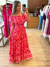 Cargar imagen en el visor de la galería, AVELINE - Maxi vestido rojo estampado