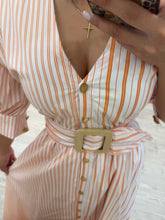Cargar imagen en el visor de la galería, HARRIET - Maxi vestido blanco rayas naranjas