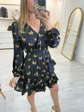 Cargar imagen en el visor de la galería, GARNETT - Vestido corto estampado felinos