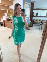 Cargar imagen en el visor de la galería, CANDELA - Vestido corto verde palmas