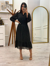 Cargar imagen en el visor de la galería, DARLEEN - Maxi vestido negro estampado