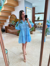 Cargar imagen en el visor de la galería, CAROLA - Vestido corto azul palmeras