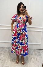Cargar imagen en el visor de la galería, VIVIEN - Maxi vestido floral rosa y azul