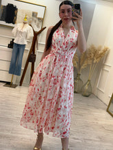 Cargar imagen en el visor de la galería, MUNICH - Maxi vestido estampado blanco con rojo