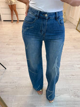 Cargar imagen en el visor de la galería, HANNA - Pantalon denim con apliques brillantes