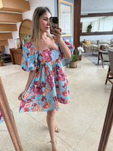 Cargar imagen en el visor de la galería, ESME - Vestido corto azul estampado