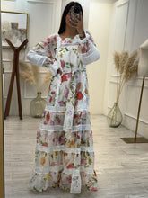 Cargar imagen en el visor de la galería, CLARISA – Maxi vestido blanco floral con encaje