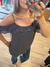 Cargar imagen en el visor de la galería, VIRGINIA - Blusa tirantes gris oxford