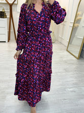 Cargar imagen en el visor de la galería, BAYLOR - Maxi vestido vino estampado