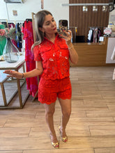 Cargar imagen en el visor de la galería, ARLENE - Set blusa y short rojo