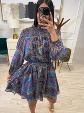 Cargar imagen en el visor de la galería, CAMILA - Vestido corto azul estampado