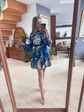 Cargar imagen en el visor de la galería, ARIELA - Vestido corto azul estampado