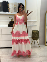Cargar imagen en el visor de la galería, MABEL - Maxi vestido blanco con salmón