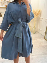 Cargar imagen en el visor de la galería, ELLIE - Vestido midi camisero gris