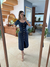 Cargar imagen en el visor de la galería, NORMA - Vestido midi tipo sastre azul marino