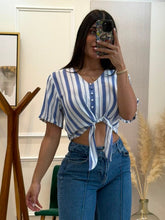 Cargar imagen en el visor de la galería, REAGAN - Blusa rayas azul con blanco