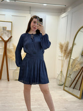 Cargar imagen en el visor de la galería, NADINE - Vestido azul marino manga larga