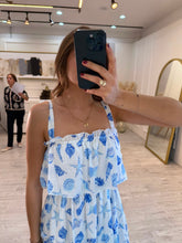 Cargar imagen en el visor de la galería, ESHA - Maxi vestido blanco estampado marino