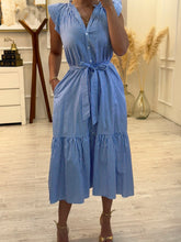 Cargar imagen en el visor de la galería, SORAIDA - Maxi vestido rayas azul