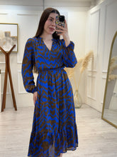 Cargar imagen en el visor de la galería, ARIADNE - Maxi vestido estampado azul