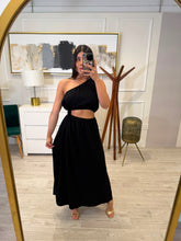 Cargar imagen en el visor de la galería, FABIOLA - Vestido negro asimétrico