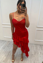 Cargar imagen en el visor de la galería, ROSEMARY - Vestido midi rojo