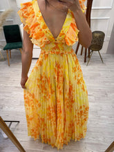 Cargar imagen en el visor de la galería, AURELIA - Maxi vestido amarillo con naranja