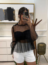 Cargar imagen en el visor de la galería, SUSETTE - Blusa negra transparencias
